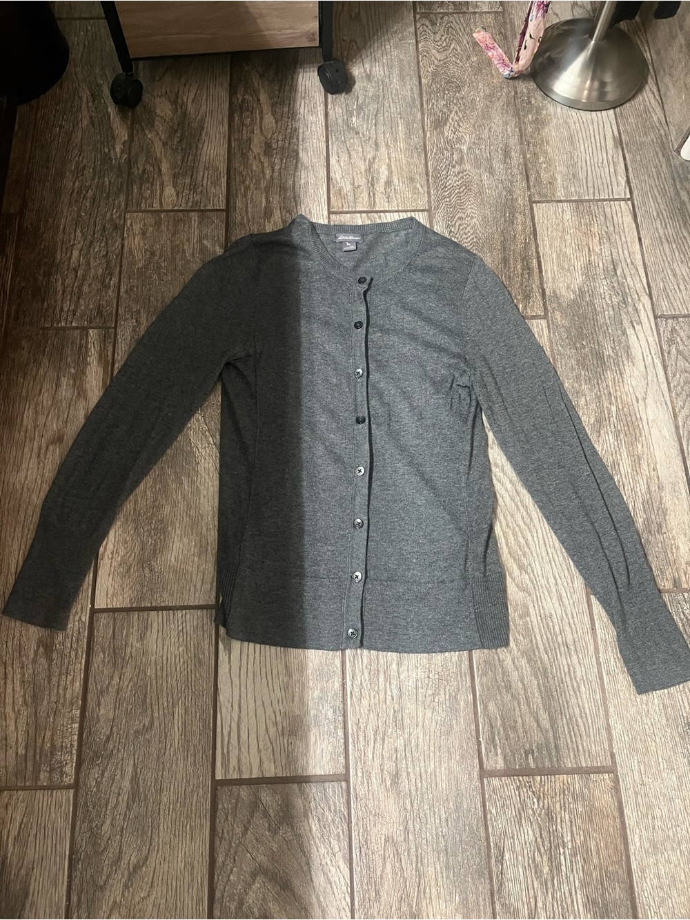Eddie Bauer Dark Gray Button-Front Women's Cardigan